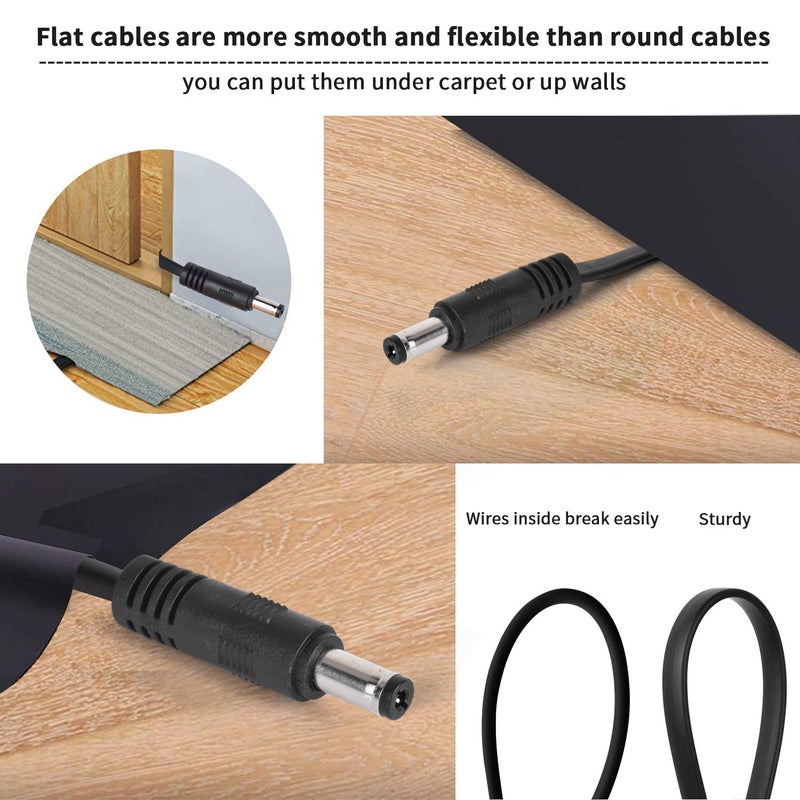Uogw 2 Pack 10ft/3m DC Power Extension Cable 2.1mm x 5.5mm Compatible with 12V DC Adapter Cord for CCTV IP Camera, LED, Car, Black - Image 4